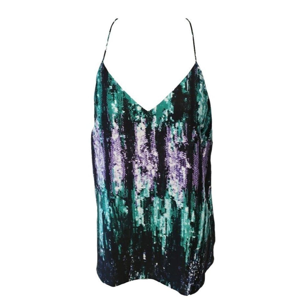 Bar III Camisole Top Women's XS Black Purple Green White Satin Sequin NEW